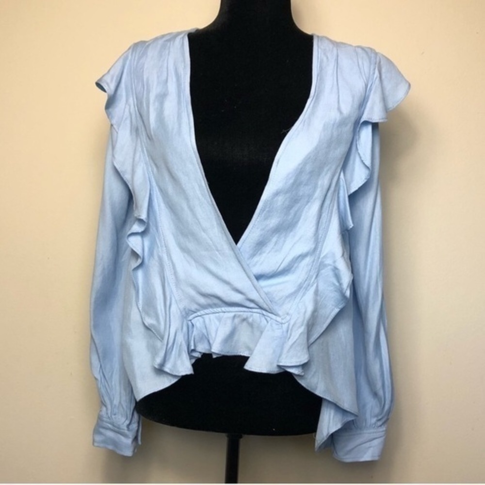 Women’s Max Studio Ruffle-Trip Top - Picture 5 of 5